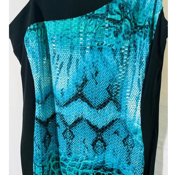Frank Lyman Tourqoise Snake Print Sequins Gold Detail BodyCon Fitted Dress Sz 10 - Picture 13 of 13